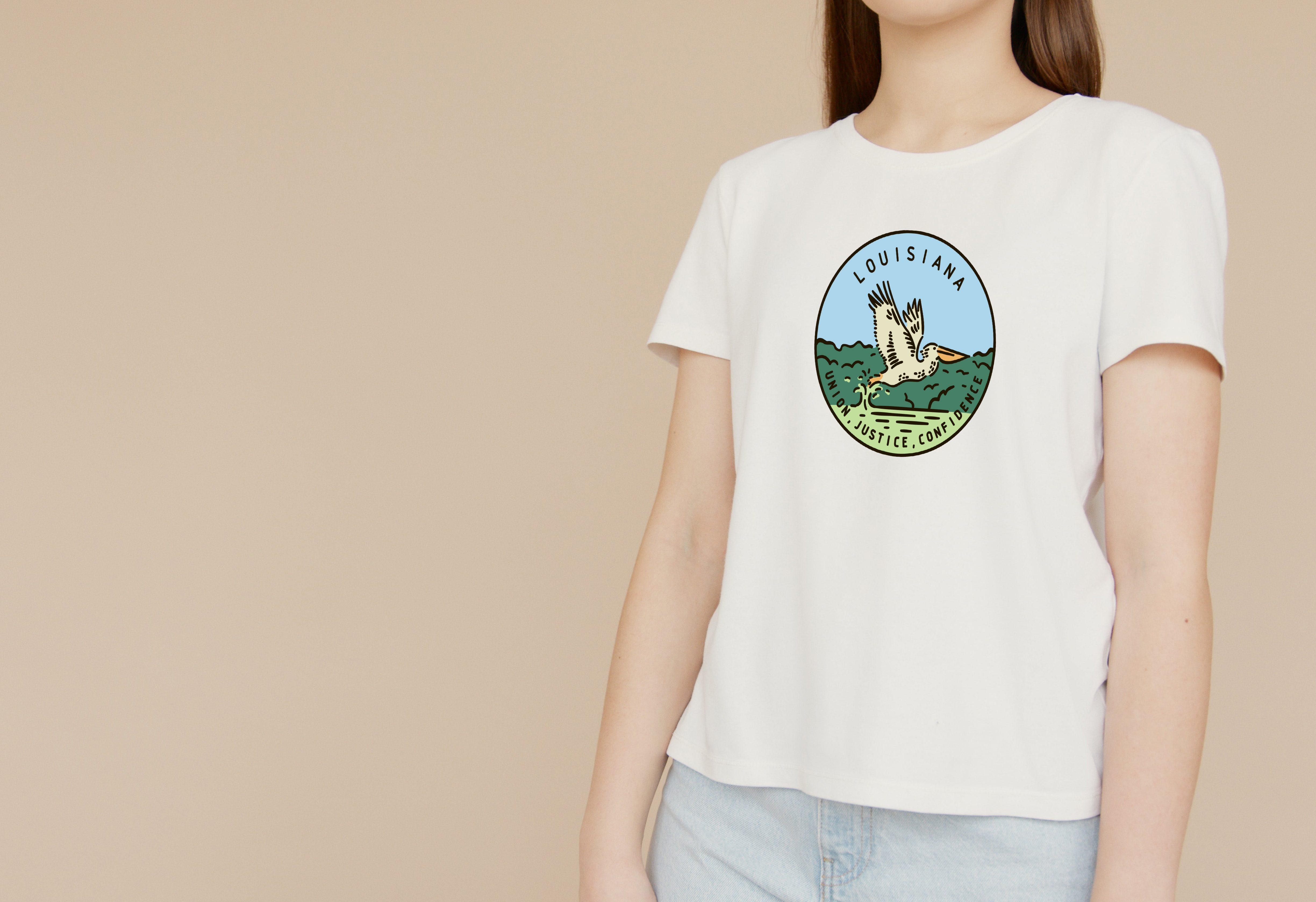 Person wearing custom printed t-shirt