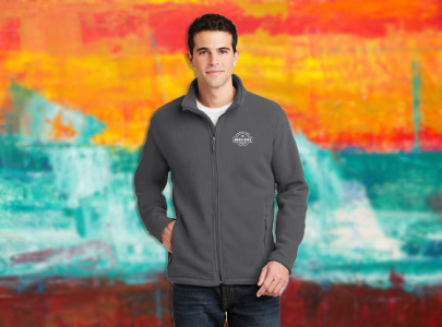 Custom imprinted Fleece Jacket for Baton Rouge, LA with a local business logo