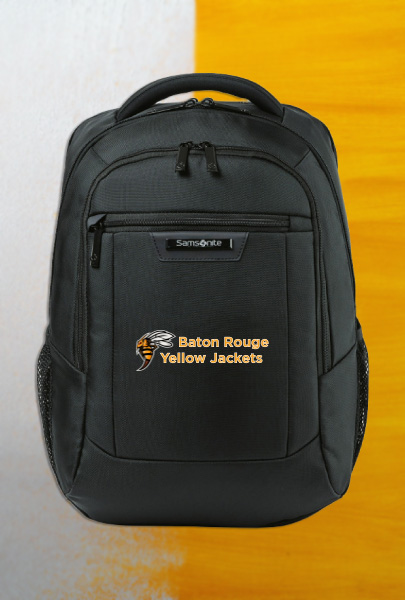Custom imprinted Laptop Backpack for Baton Rouge, LA with a local business logo